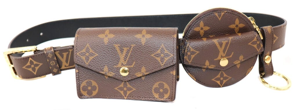 Louis Vuitton Daily Multi Pocket 30mm Belt Brown Monogram Canvas. Size 70 cm